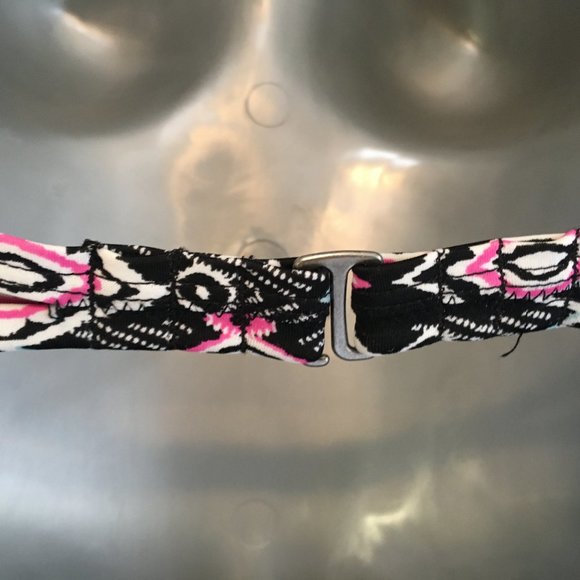 Women's HOLLISTER Black Pink Tribal Swim Bikini Top Push Up Size 34C Bottoms L - Picture 11 of 15